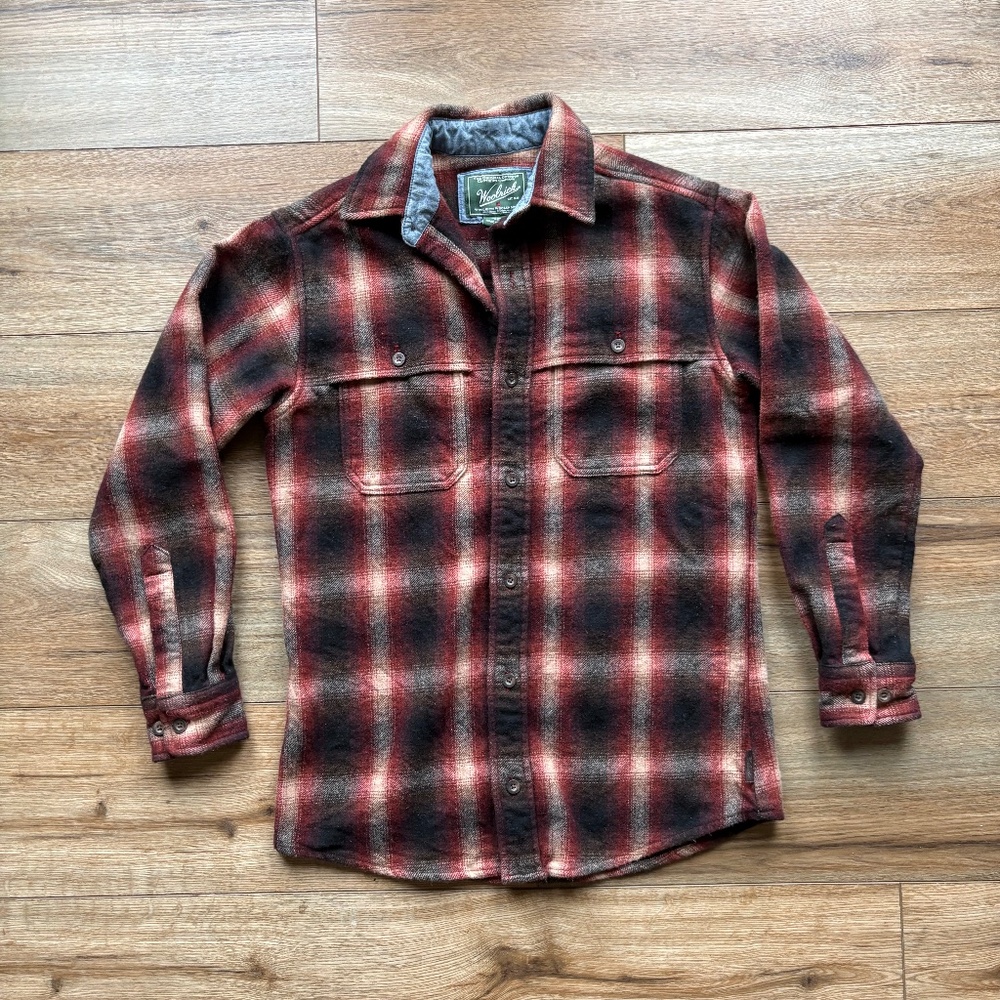 WOOLRICH Vintage Men’s Heavyweight Plaid Wool Blend Button Up Shirt/Coat Size XS